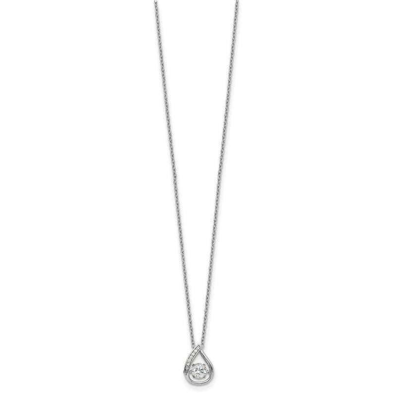 Sterling Silver Cheryl M Rhodium-Plated Brilliant-Cut Vibrant Cz Teardrop 18 Inch Necklace