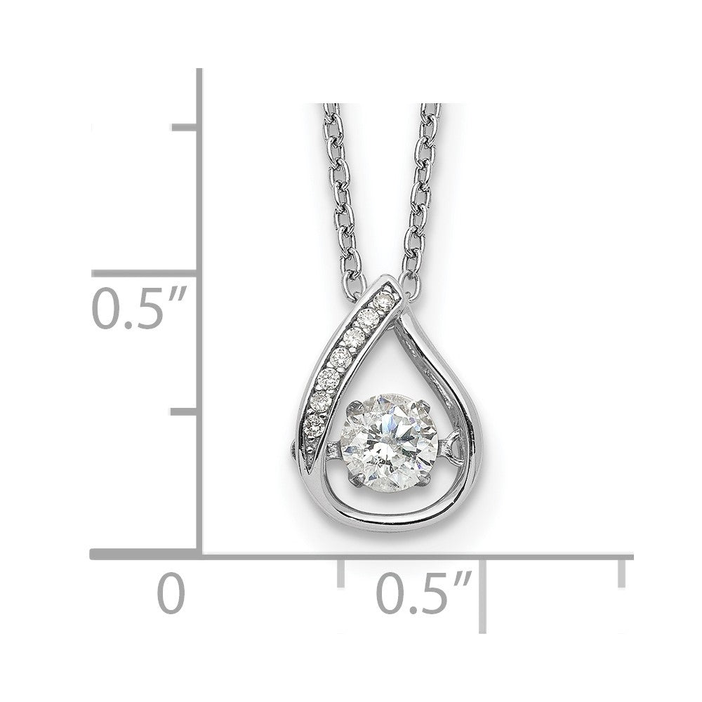 Sterling Silver Cheryl M Rhodium-Plated Brilliant-Cut Vibrant Cz Teardrop 18 Inch Necklace