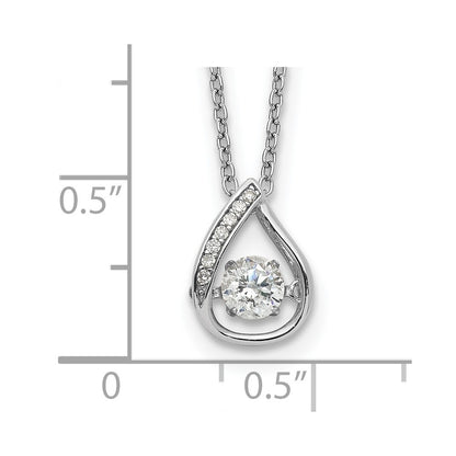 Sterling Silver Cheryl M Rhodium-Plated Brilliant-Cut Vibrant Cz Teardrop 18 Inch Necklace