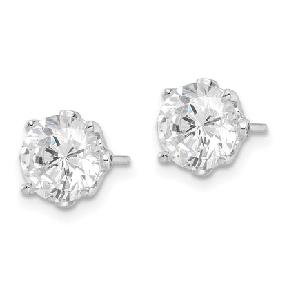 Sterling Silver Cheryl M Rhodium-Plated Brilliant-Cut Cz Stud Post Earrings
