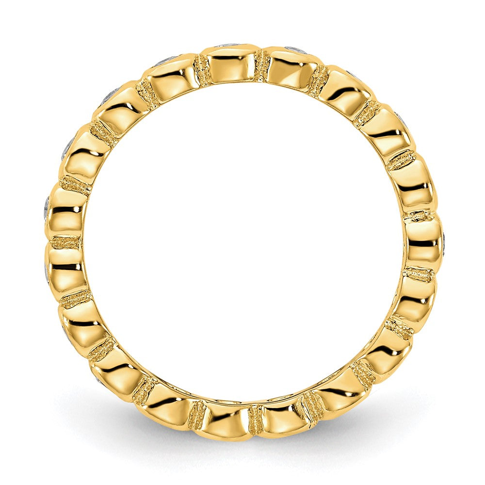 Sterling Silver Cheryl M Rhodium-Plated And Gold-Plated Brilliant-Cut Cz 5 Piece Eternity Band Ring Set