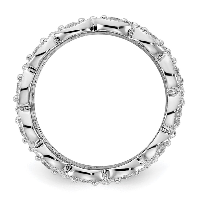 Sterling Silver Cheryl M Rhodium-Plated Brilliant-Cut Cz Multi-Stone Ring