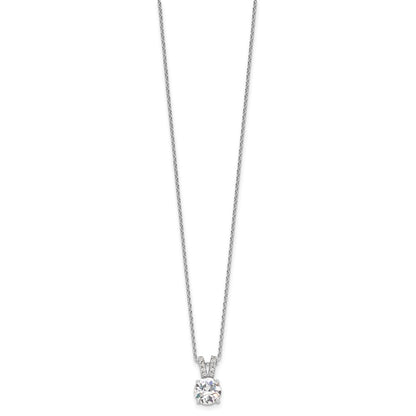 Sterling Silver Cheryl M Rhodium-Plated Brilliant-Cut 8mm Round Cz With Split Bail 18 Inch Necklace