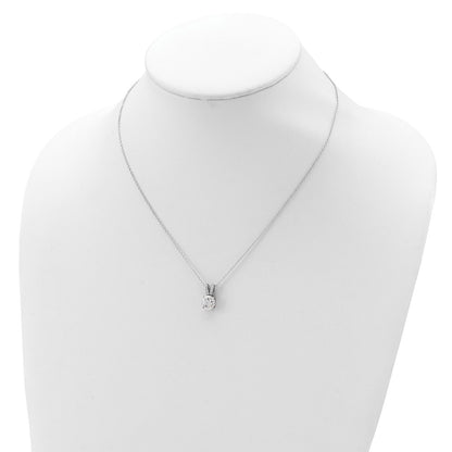 Sterling Silver Cheryl M Rhodium-Plated Brilliant-Cut 8mm Round Cz With Split Bail 18 Inch Necklace
