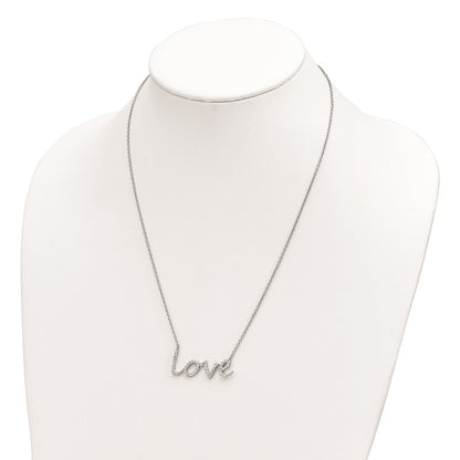 Sterling Silver Cheryl M Rhodium-Plated Brilliant-Cut Cz Love 18 Inch Necklace