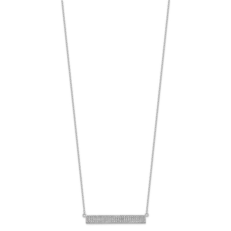 Sterling Silver Cheryl M Rhodium-Plated Brilliant-Cut Cz Bar 17.5 Inch Necklace With 1.5 Extender