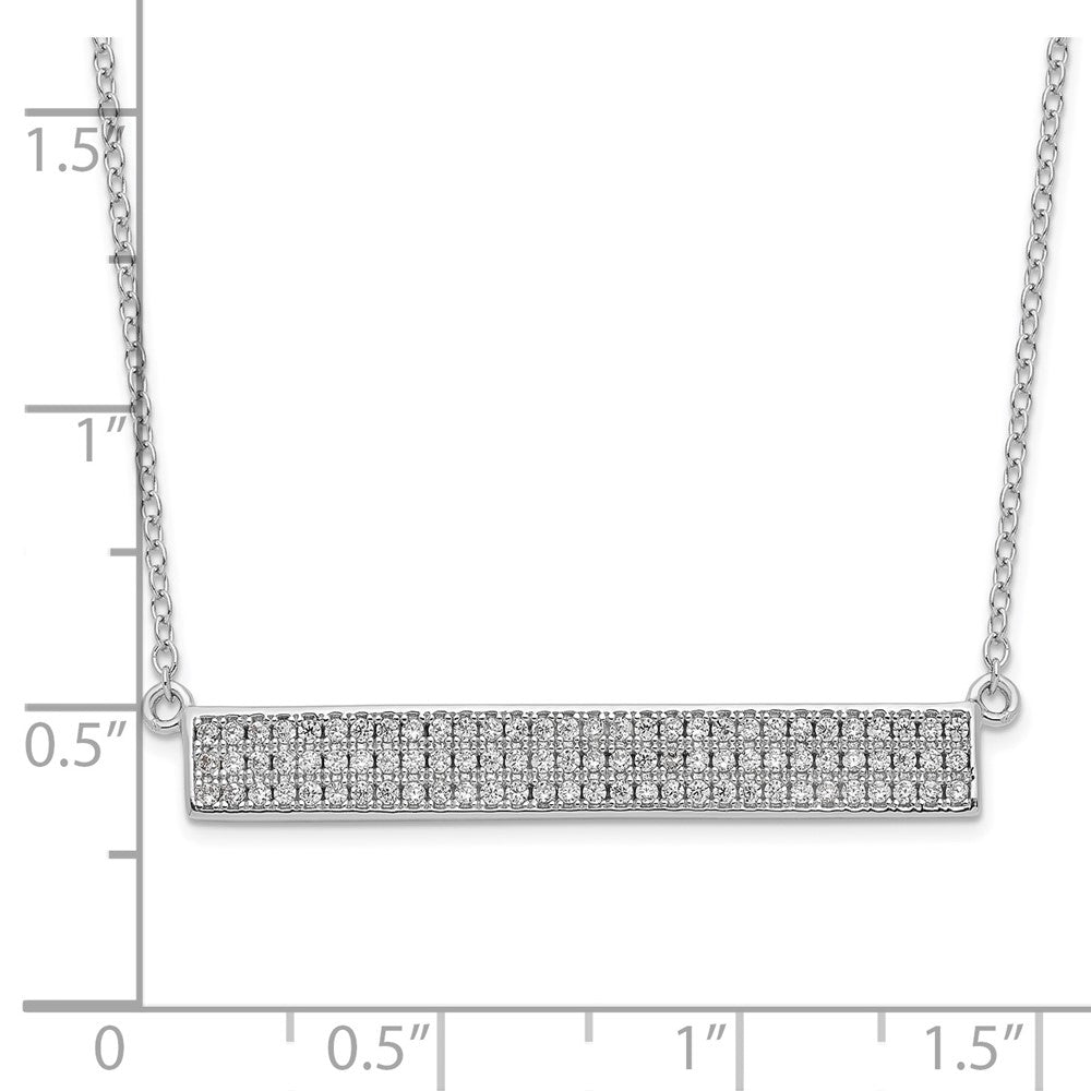 Sterling Silver Cheryl M Rhodium-Plated Brilliant-Cut Cz Bar 17.5 Inch Necklace With 1.5 Extender
