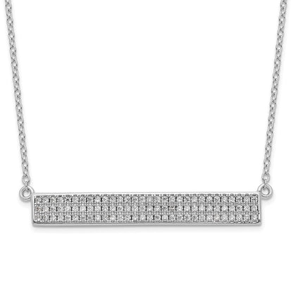 Sterling Silver Cheryl M Rhodium-Plated Brilliant-Cut Cz Bar 17.5 Inch Necklace With 1.5 Extender