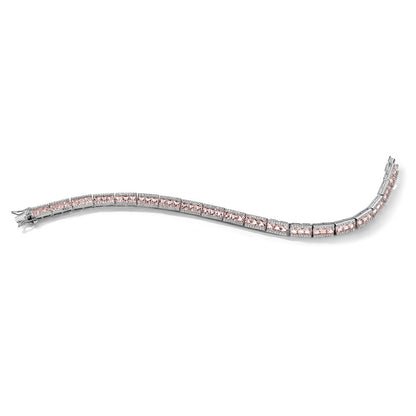 Sterling Silver Cheryl M Rhodium-Plated Princess-Cut Pink Nano Crystal And White Brilliant-Cut Cz 7.25 Inch Bracelet