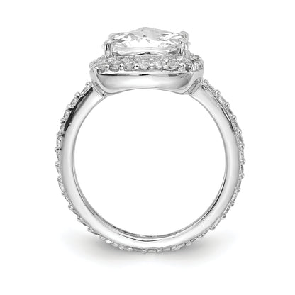 Sterling Silver Cheryl M Rhodium-Plated Rose-Cut And Brilliant-Cut Cz Square Halo Ring