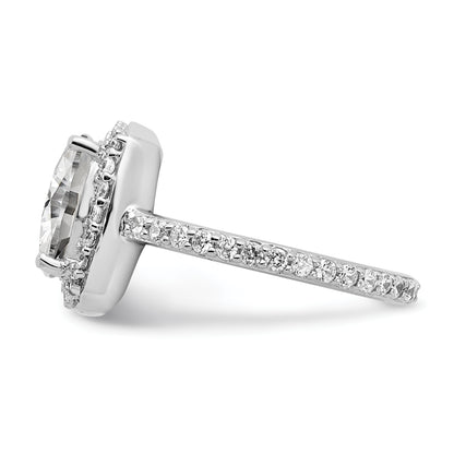 Sterling Silver Cheryl M Rhodium-Plated Rose-Cut And Brilliant-Cut Cz Square Halo Ring