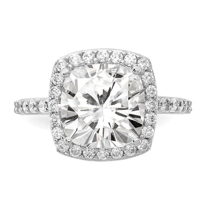 Sterling Silver Cheryl M Rhodium-Plated Rose-Cut And Brilliant-Cut Cz Square Halo Ring