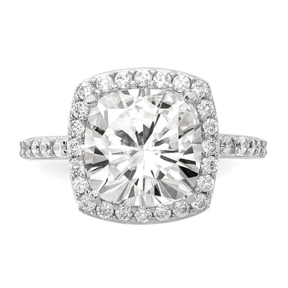 Sterling Silver Cheryl M Rhodium-Plated Rose-Cut And Brilliant-Cut Cz Square Halo Ring