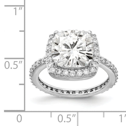 Sterling Silver Cheryl M Rhodium-Plated Rose-Cut And Brilliant-Cut Cz Square Halo Ring