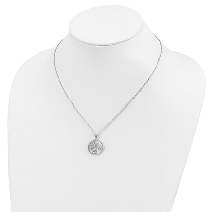 Sterling Silver Cheryl M Rhodium-Plated Brilliant-Cut Cz Sea Life Circle 16 Inch Necklace With 2 Extender