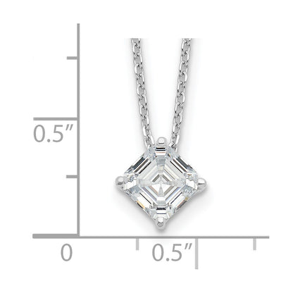 Sterling Silver Cheryl M Rhodium-Plated Square Step-Cut Cz 16 Inch Necklace With 2 Extender