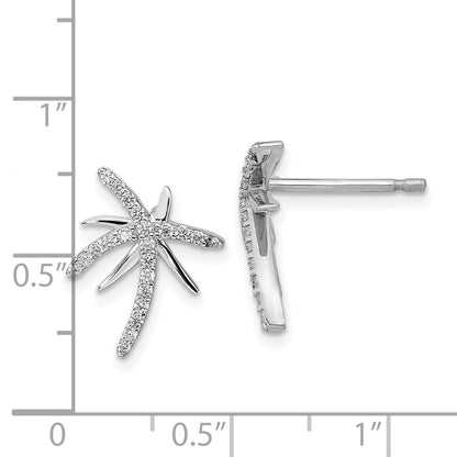 Sterling Silver Cheryl M Rhodium-Plated Brilliant-Cut Cz Palm Tree Post Earrings