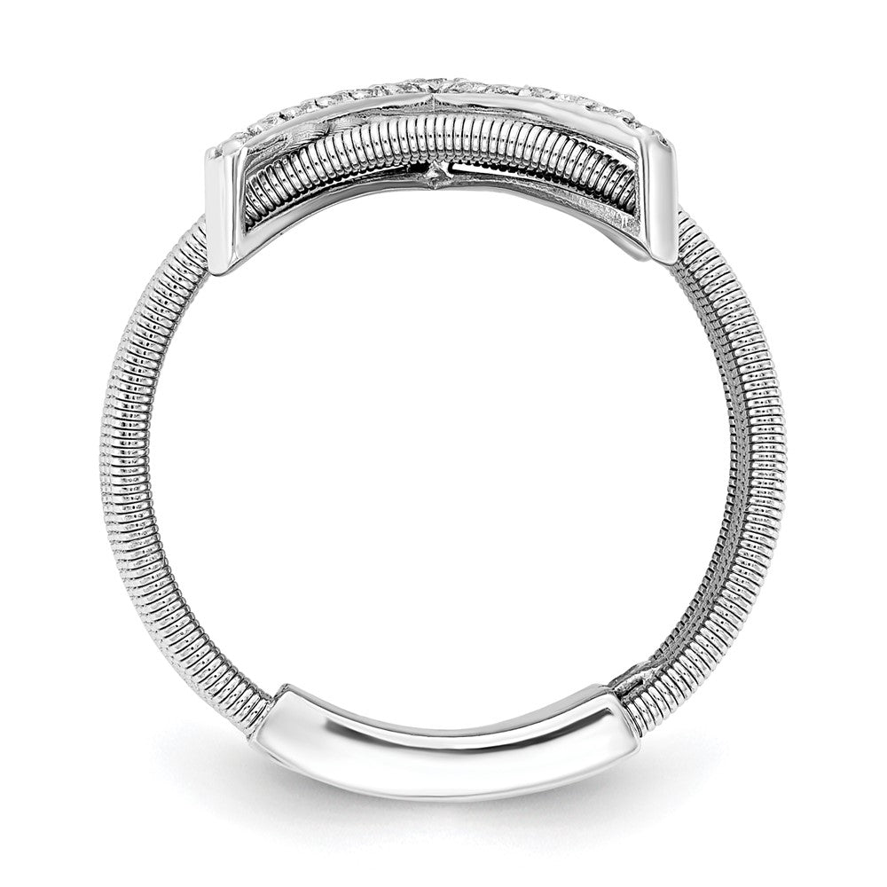 Sterling Silver Cheryl M Rhodium-Plated Brilliant-Cut Cz Textured Multi-Band Ring