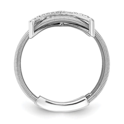 Sterling Silver Cheryl M Rhodium-Plated Brilliant-Cut Cz Textured Multi-Band Ring
