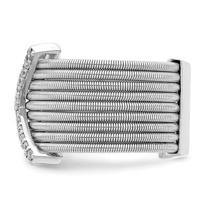 Sterling Silver Cheryl M Rhodium-Plated Brilliant-Cut Cz Textured Multi-Band Ring