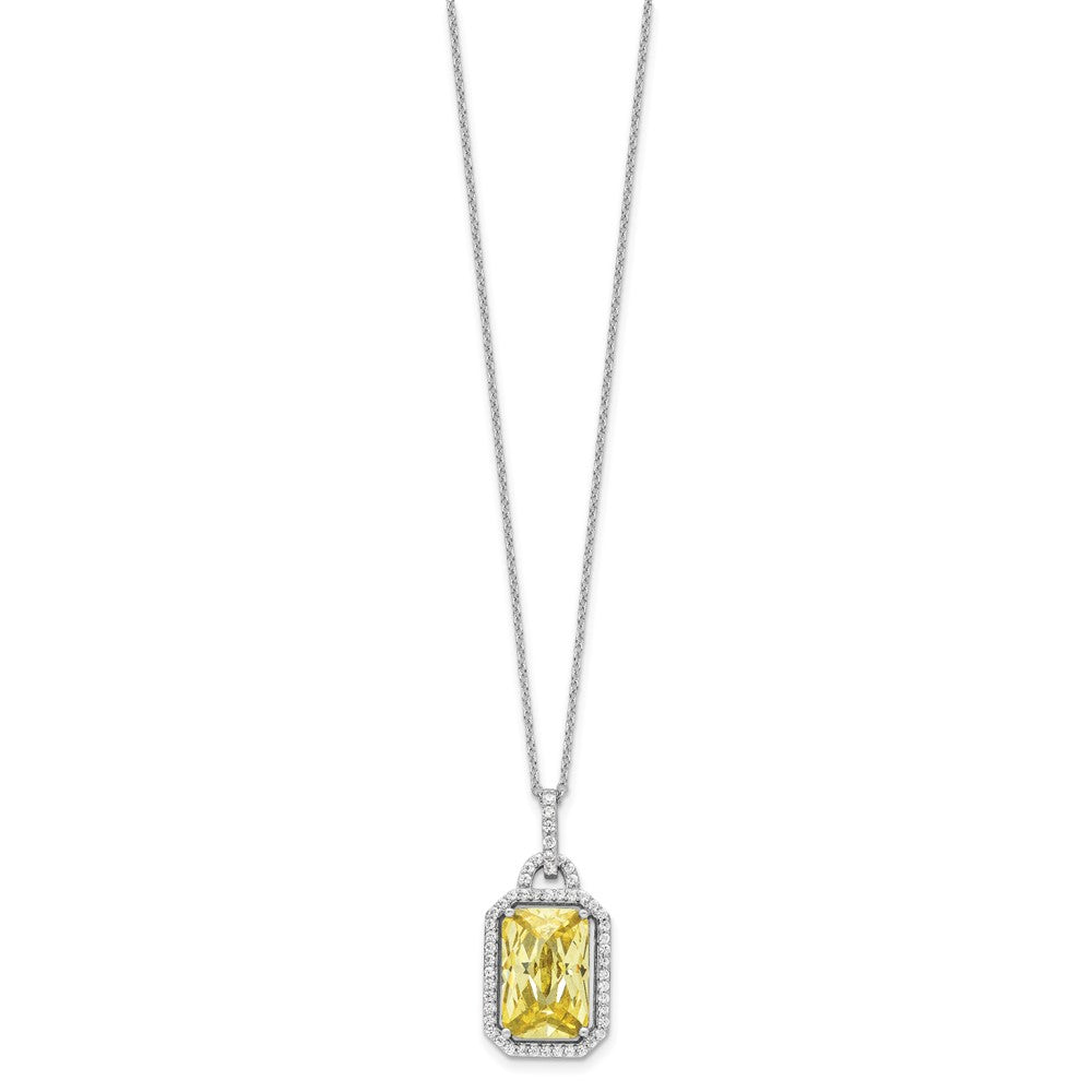 Sterling Silver Cheryl M Rhod-Pltd Fancy Yellow & White CZ Necklace