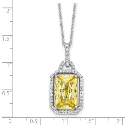 Sterling Silver Cheryl M Rhod-Pltd Fancy Yellow & White CZ Necklace