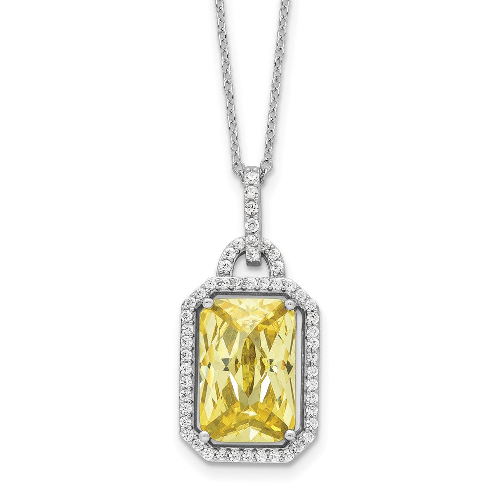 Sterling Silver Cheryl M Rhod-Pltd Fancy Yellow & White CZ Necklace