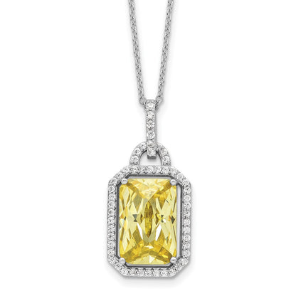 Sterling Silver Cheryl M Rhod-Pltd Fancy Yellow & White CZ Necklace
