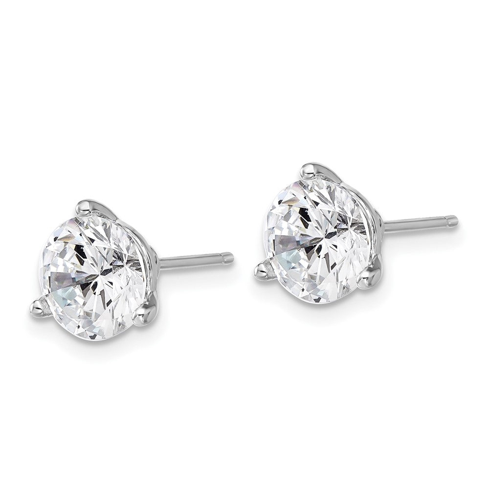 Sterling Silver Cheryl M Rhodium-Plated 8mm CZ Stud Post Earrings