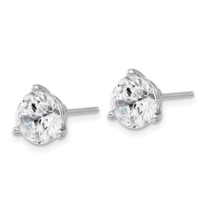 Sterling Silver Cheryl M Rhodium-Plated 8mm CZ Stud Post Earrings