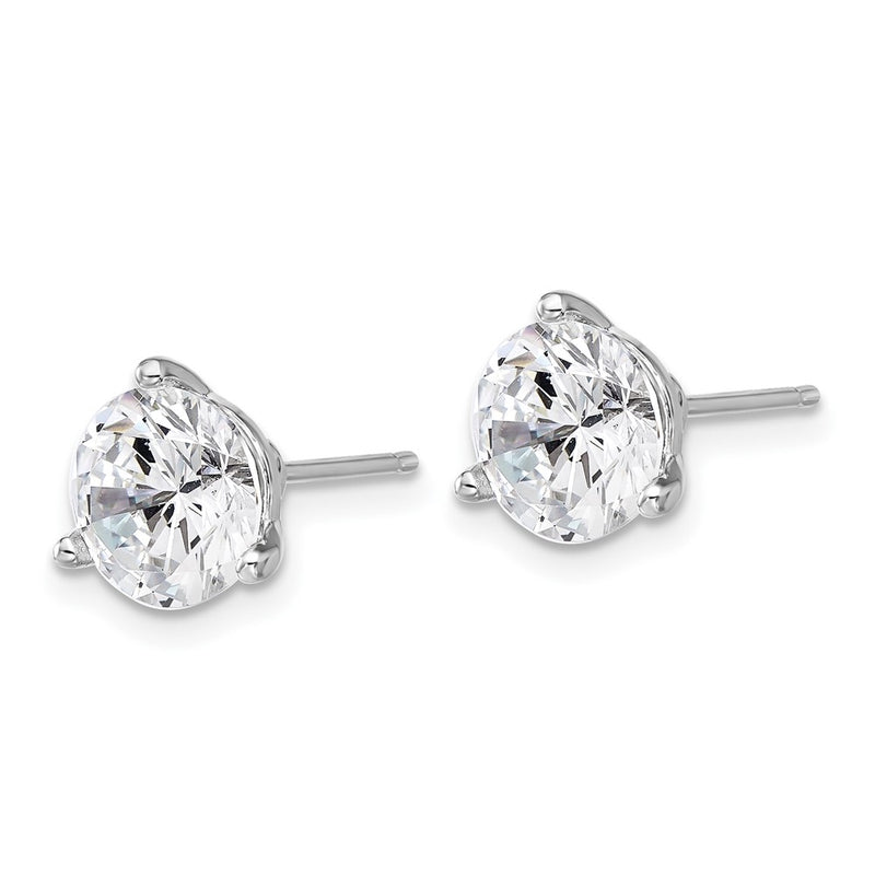 Sterling Silver Cheryl M Rhodium-Plated 8mm CZ Stud Post Earrings