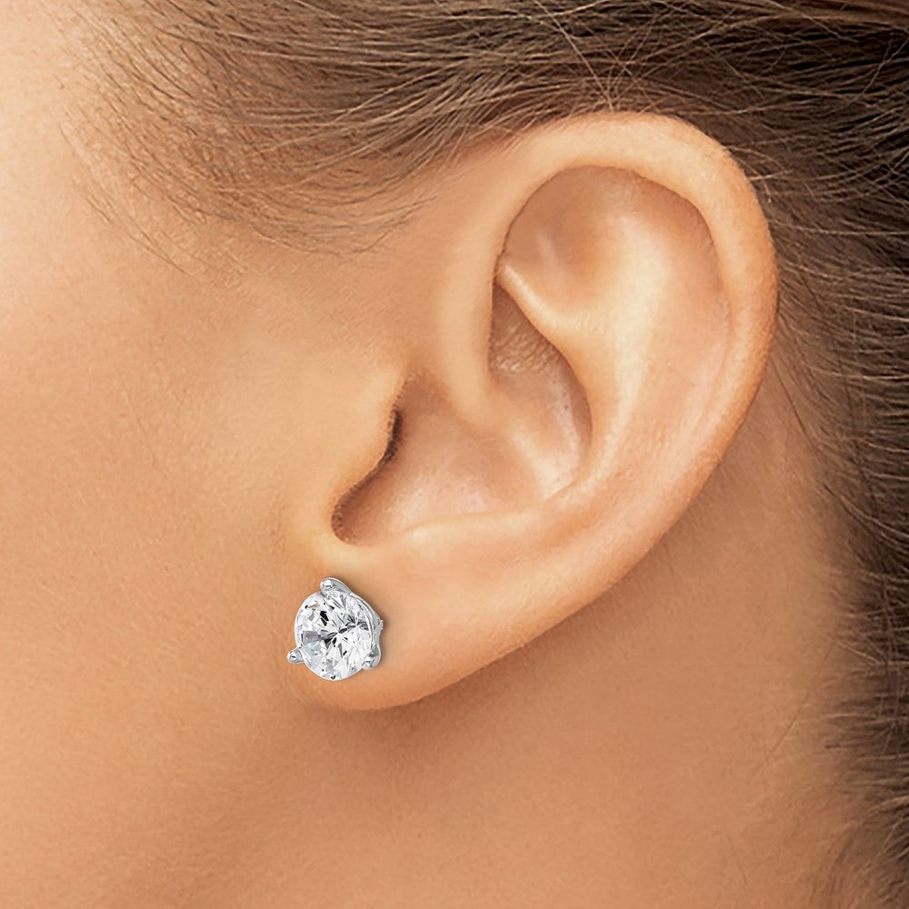 Sterling Silver Cheryl M Rhodium-Plated 8mm CZ Stud Post Earrings