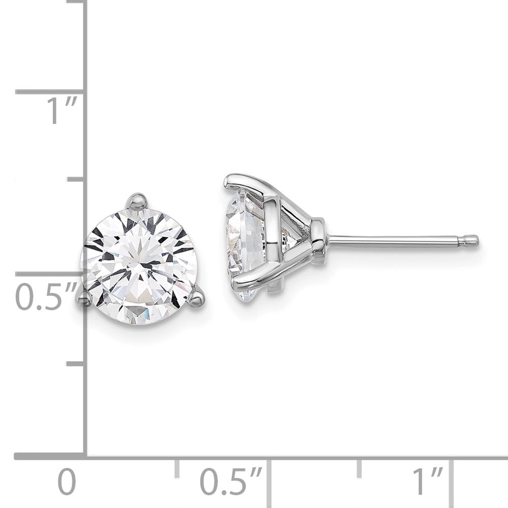 Sterling Silver Cheryl M Rhodium-Plated 8mm CZ Stud Post Earrings