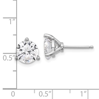 Sterling Silver Cheryl M Rhodium-Plated 8mm CZ Stud Post Earrings