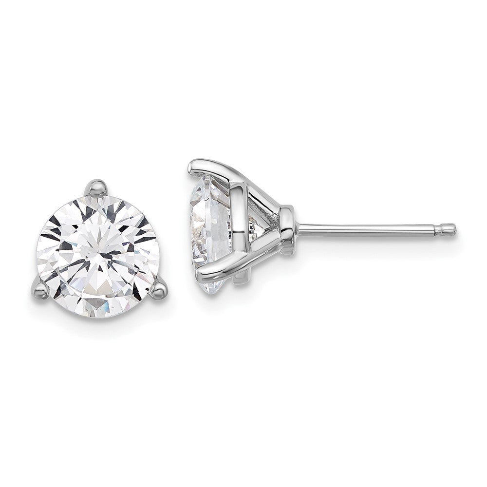 Sterling Silver Cheryl M Rhodium-Plated 8mm CZ Stud Post Earrings