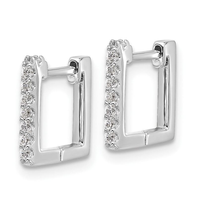Sterling Silver Cheryl M Rhodium-Plated CZ Square Hinged Post Hoop Earrings
