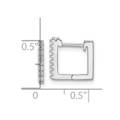 Sterling Silver Cheryl M Rhodium-Plated CZ Square Hinged Post Hoop Earrings