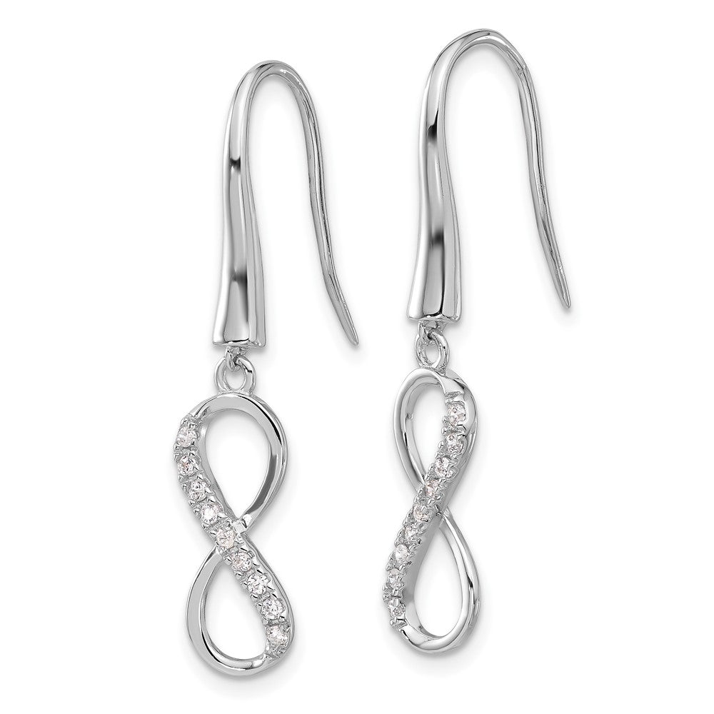 Sterling Silver Cheryl M Rhodium-Plated CZ Infinity Dangle Earrings