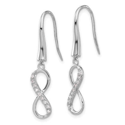 Sterling Silver Cheryl M Rhodium-Plated CZ Infinity Dangle Earrings