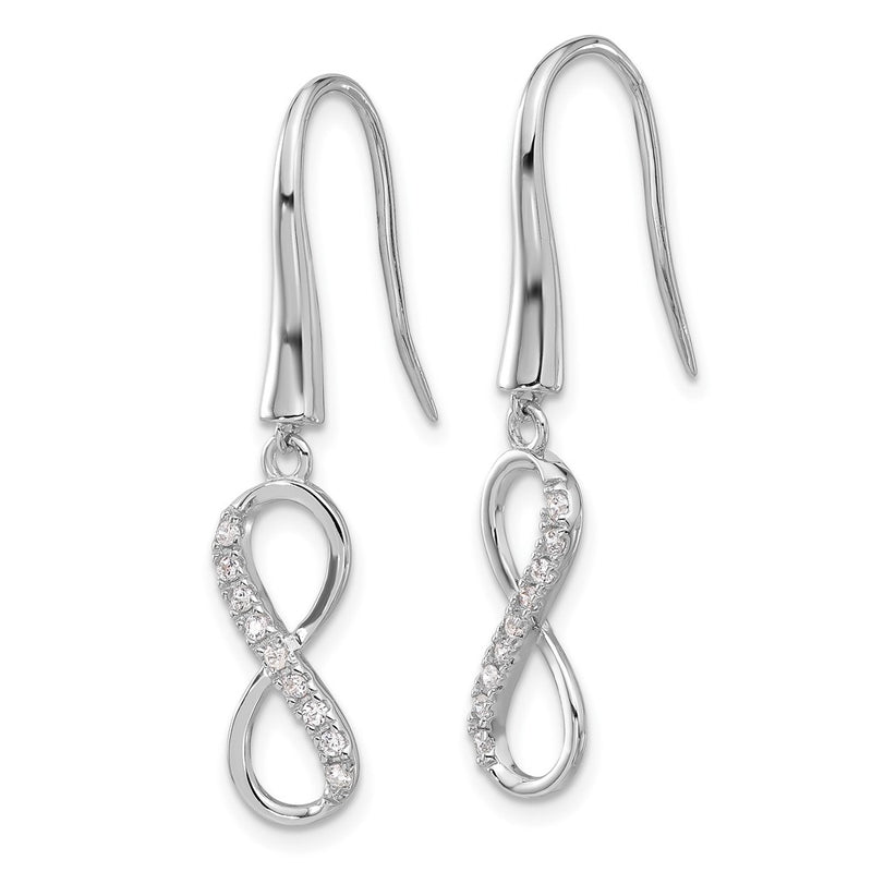 Sterling Silver Cheryl M Rhodium-Plated CZ Infinity Dangle Earrings