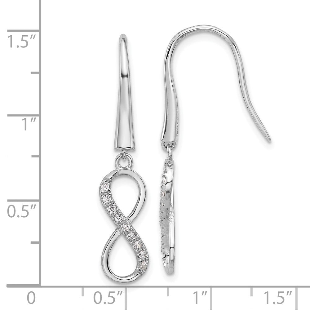 Sterling Silver Cheryl M Rhodium-Plated CZ Infinity Dangle Earrings
