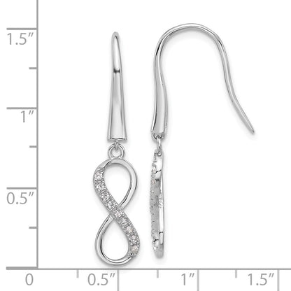 Sterling Silver Cheryl M Rhodium-Plated CZ Infinity Dangle Earrings