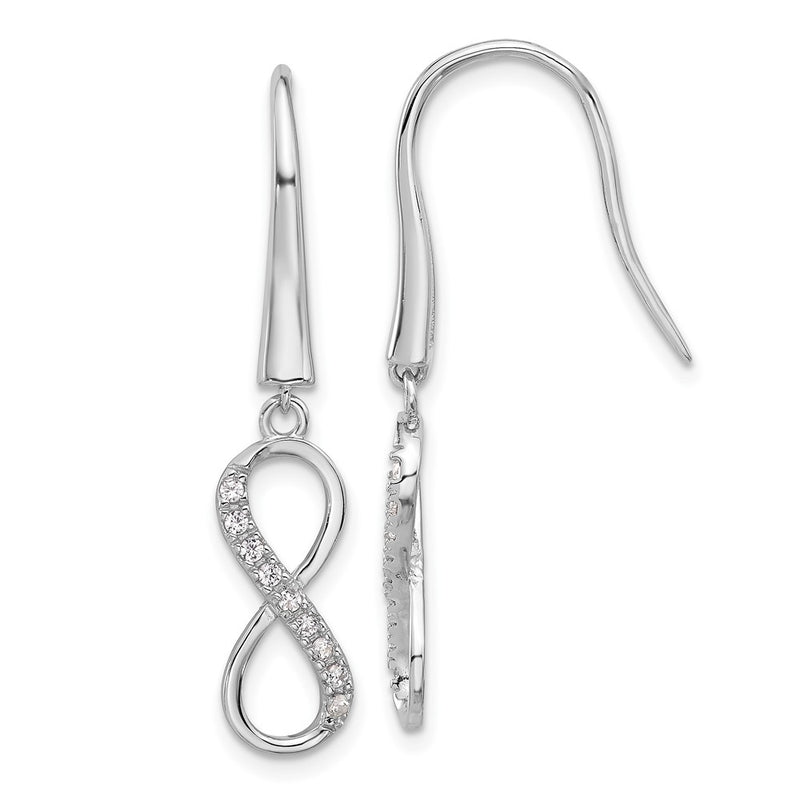 Sterling Silver Cheryl M Rhodium-Plated CZ Infinity Dangle Earrings