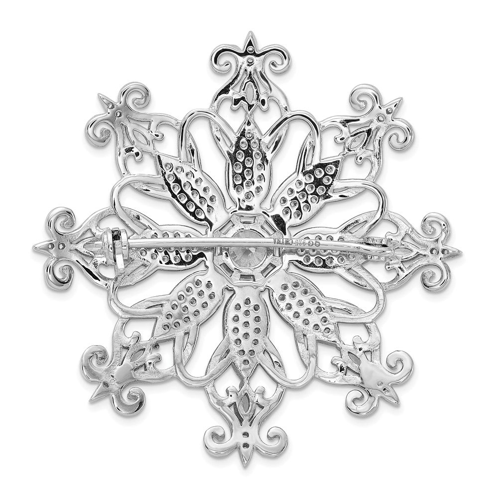 Sterling Silver Cheryl M Rhodium-Plated CZ Snowflake Pin