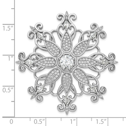 Sterling Silver Cheryl M Rhodium-Plated CZ Snowflake Pin