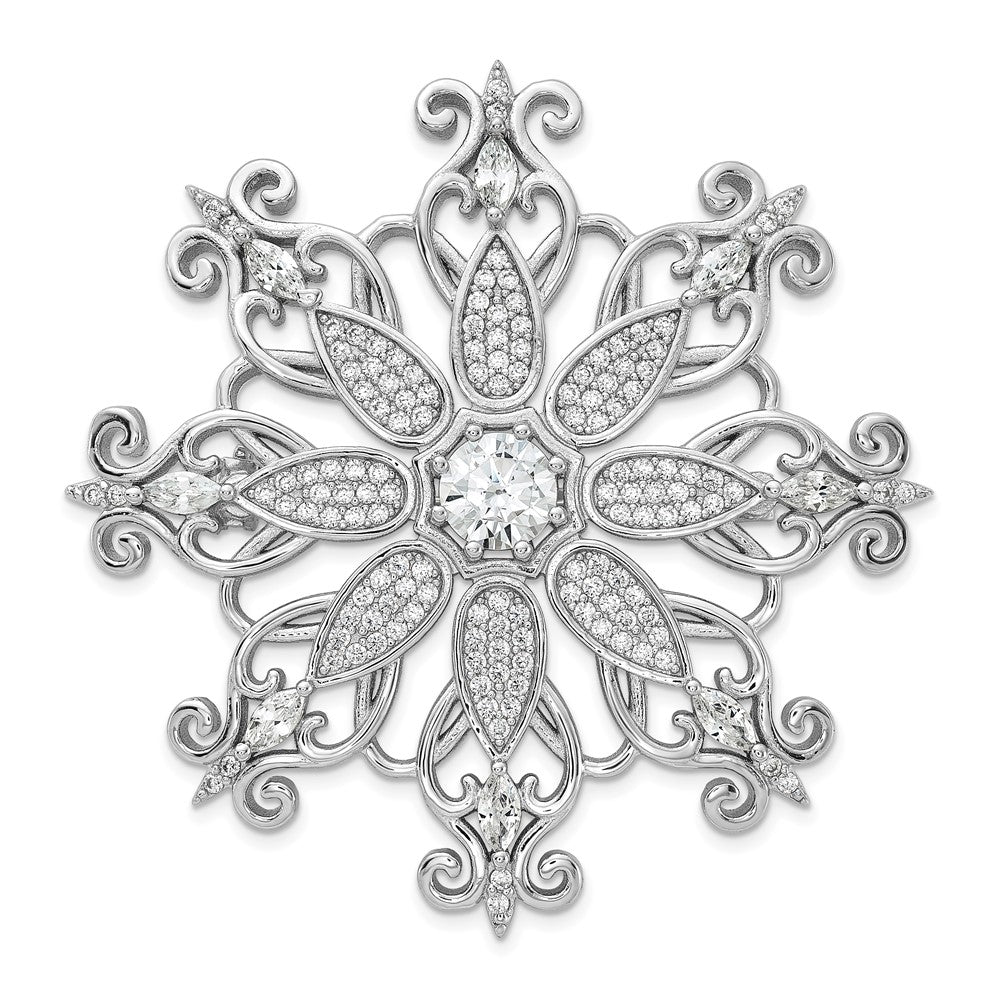 Sterling Silver Cheryl M Rhodium-Plated CZ Snowflake Pin