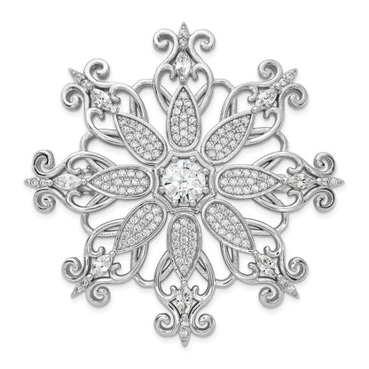 Sterling Silver Cheryl M Rhodium-Plated CZ Snowflake Pin