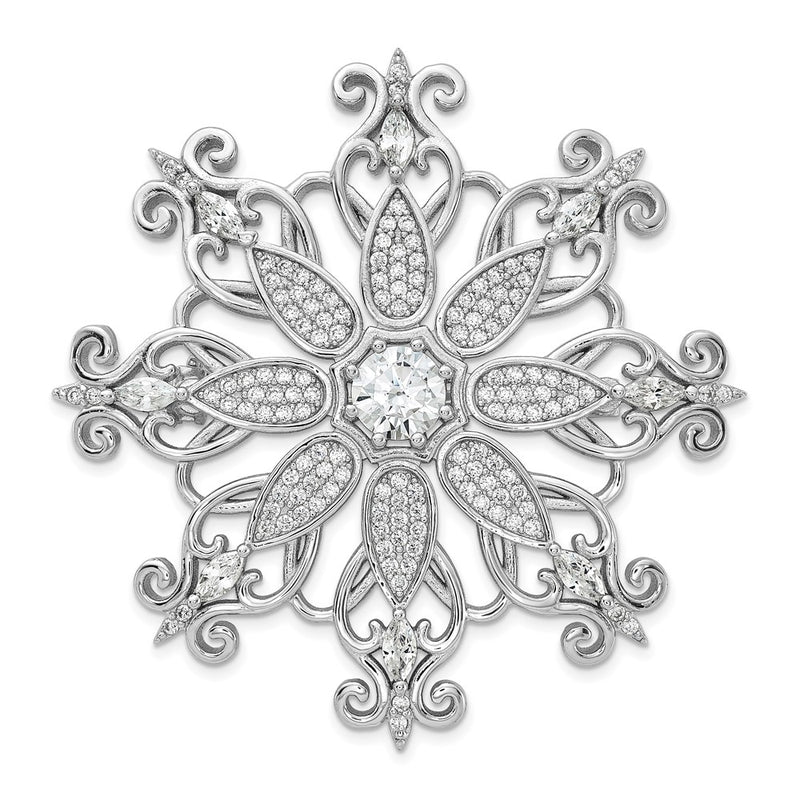 Sterling Silver Cheryl M Rhodium-Plated CZ Snowflake Pin