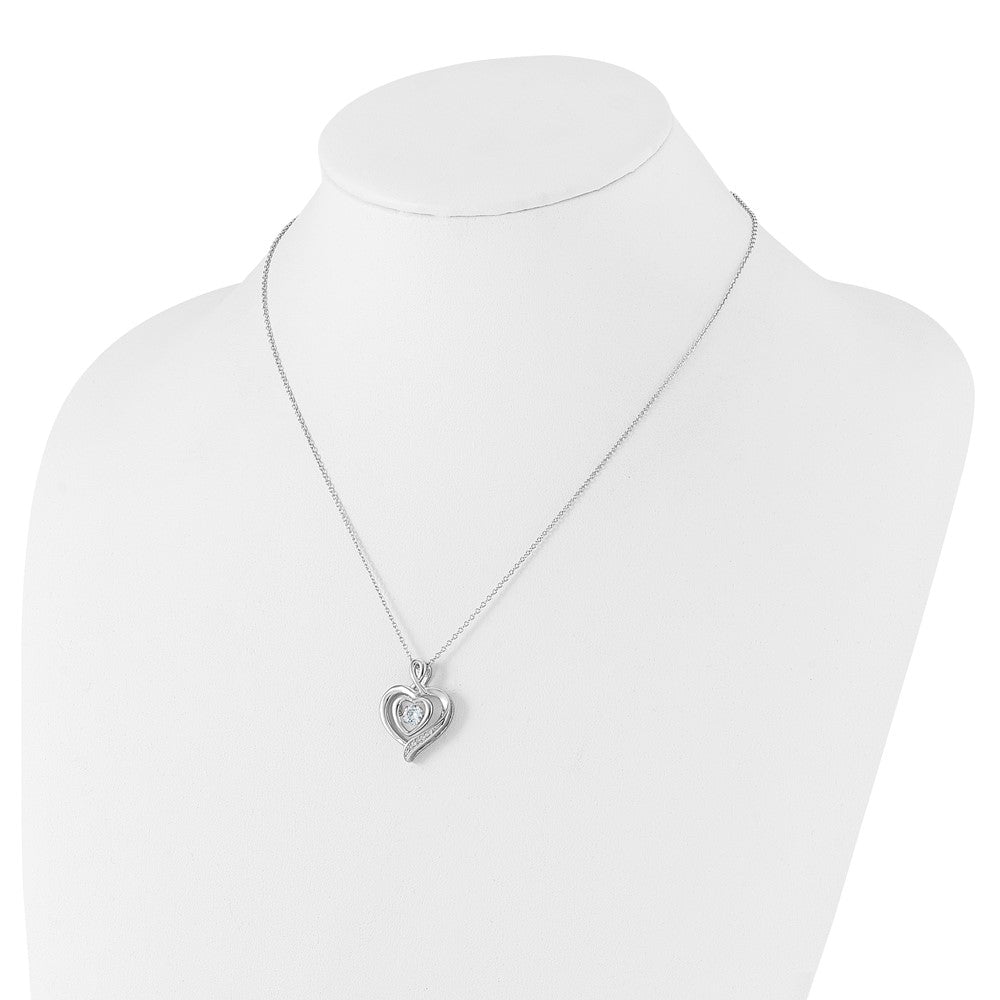 Sterling Silver Cheryl M Rhod-Pltd Vibrant CZ Awareness Heart w/2in Ext Necklace