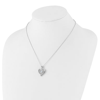 Sterling Silver Cheryl M Rhod-Pltd Vibrant CZ Awareness Heart w/2in Ext Necklace